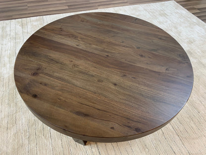 Malcolm Acacia 40" Round Coffee Table - Natural + Smoke