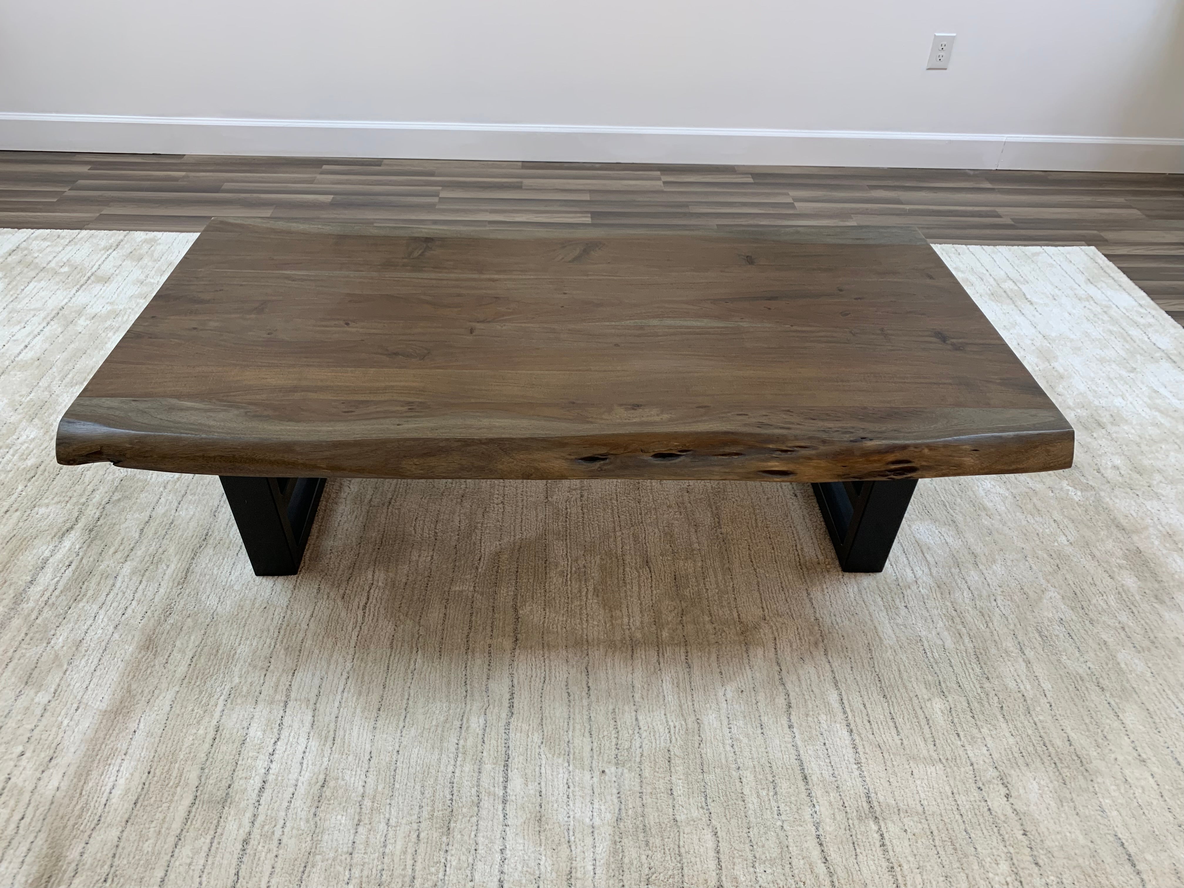 Malcolm Acacia 60" Rectangular Live Edge Coffee Table - Natural + Smoke