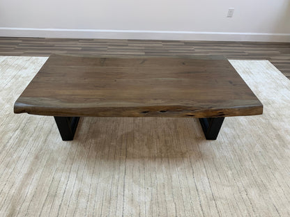 Malcolm Acacia 60" Rectangular Live Edge Coffee Table - Natural + Smoke