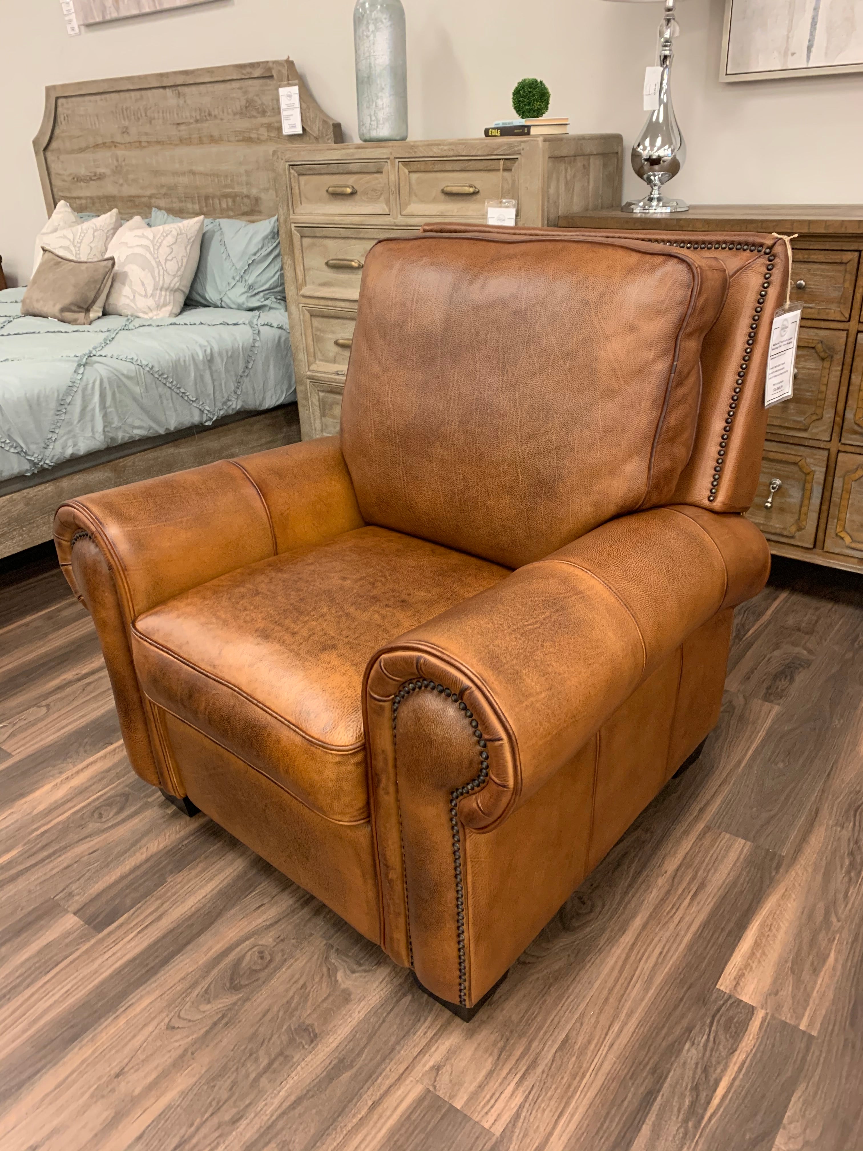 Wallace 42" Top Grain Leather Reclining Chair - Diva Mustang - Classic Carolina Home