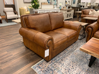 Wallace 68" Top Grain Leather 2 Cushion Loveseat - Diva Mustang - Classic Carolina Home