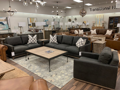 Clarksdale 90" Top Grain Leather 3 Cushion Sofa - Napa Charcoal - Classic Carolina Home