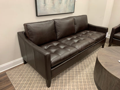 Torrey 90" Top Grain Leather 3 Cushion Sofa - Monza Walnut - Classic Carolina Home