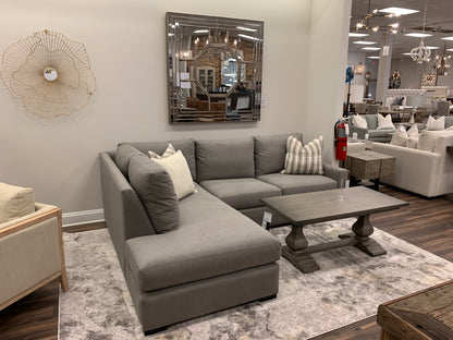 Hannah Express Ship 110 2 Cushion Sofa + Left Bumper Chaise - Crypton Charcoal Velvet