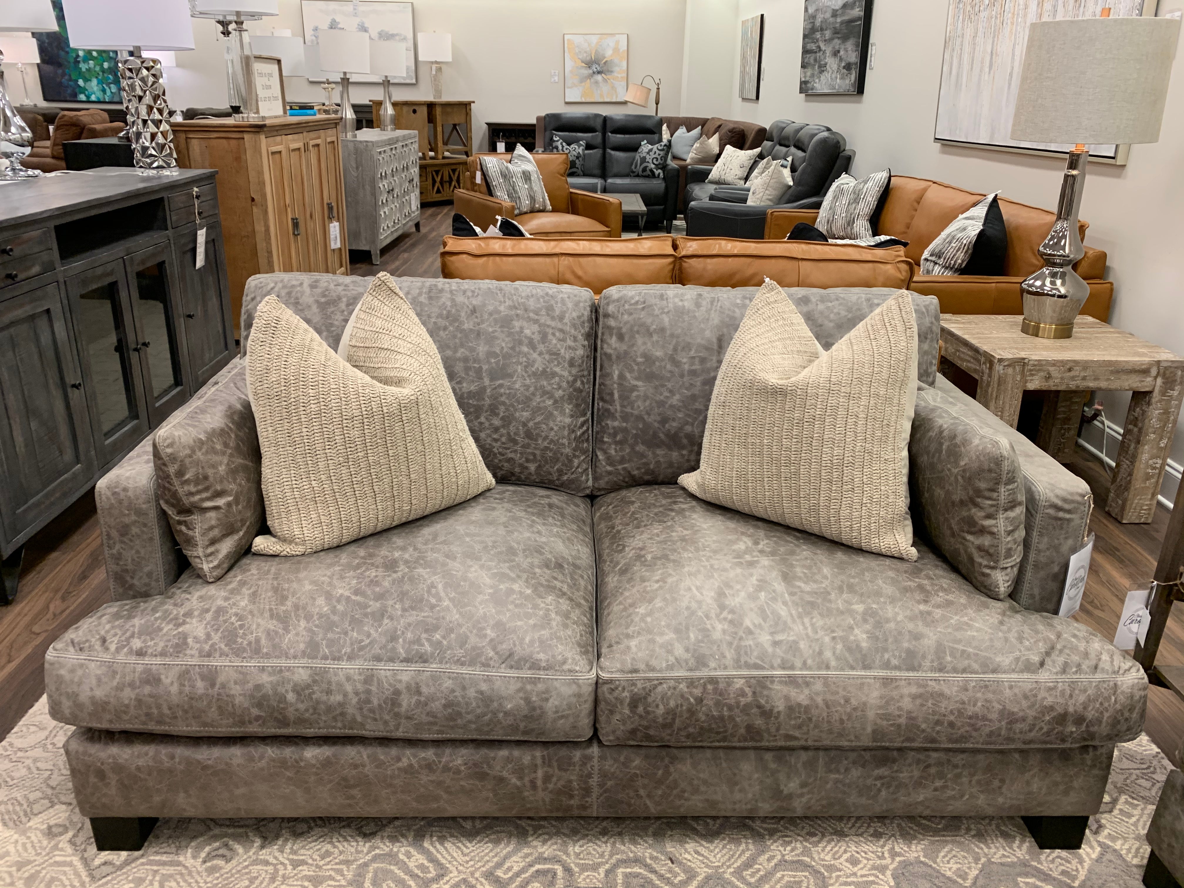 Franklin 72" Top Grain Leather 2 Cushion Loveseat - Coyote Steel