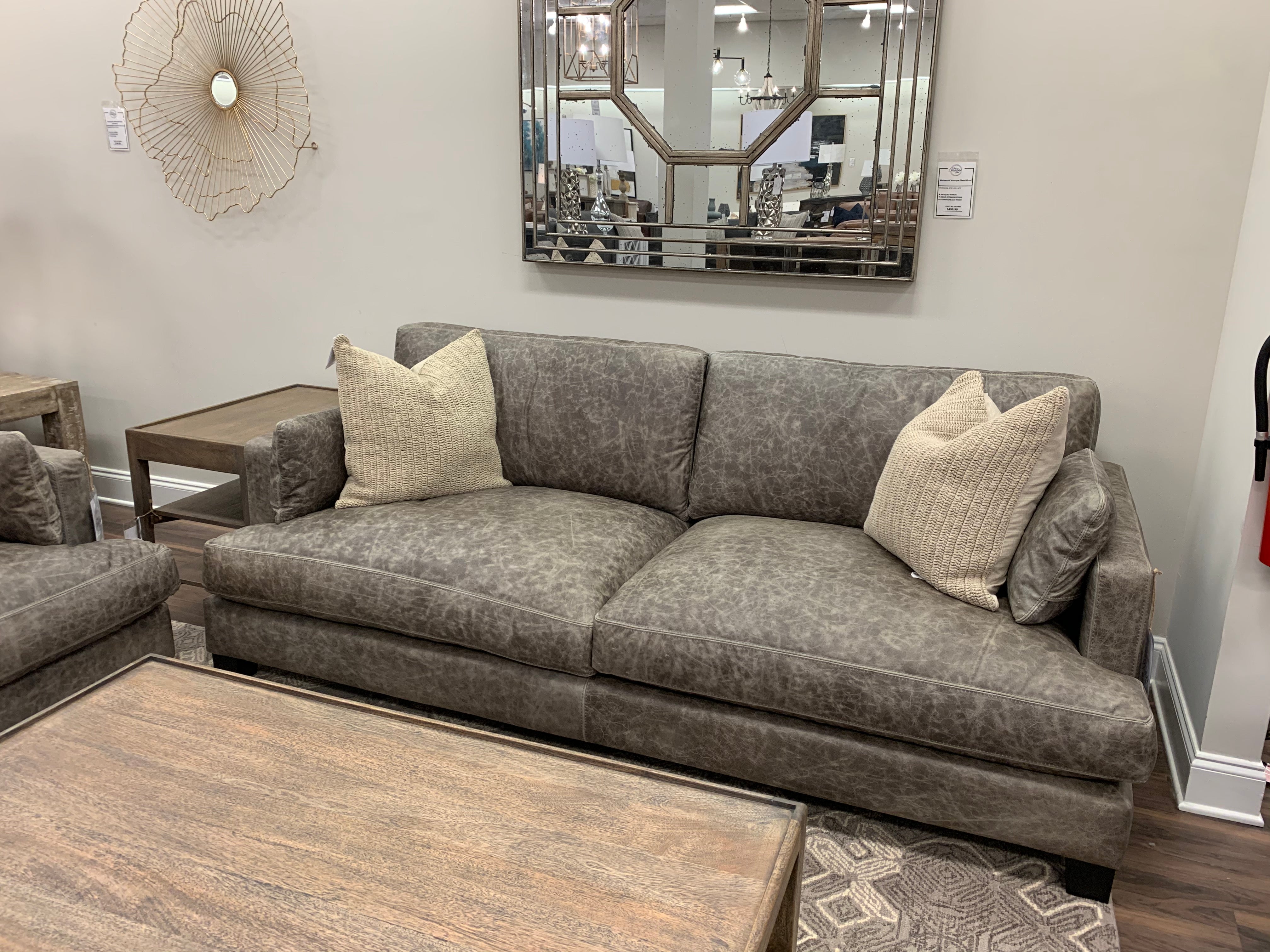 Franklin 90" Top Grain Leather 2 Cushion Sofa - Coyote Steel