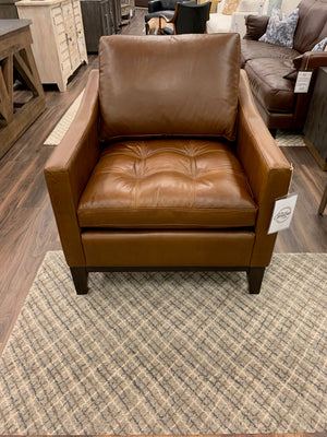 Torrey 35" Tufted Top Grain Leather Chair - Delmar Goldenrod