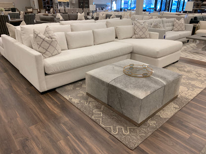 Glenda Quick Ship 130" Sofa + Right Chaise - Crypton Natural Linen