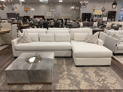 Glenda Quick Ship 130" Sofa + Right Chaise - Crypton Natural Linen