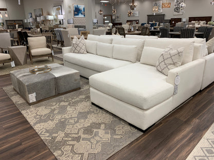 Glenda Quick Ship 130" Sofa + Right Chaise - Crypton Natural Linen