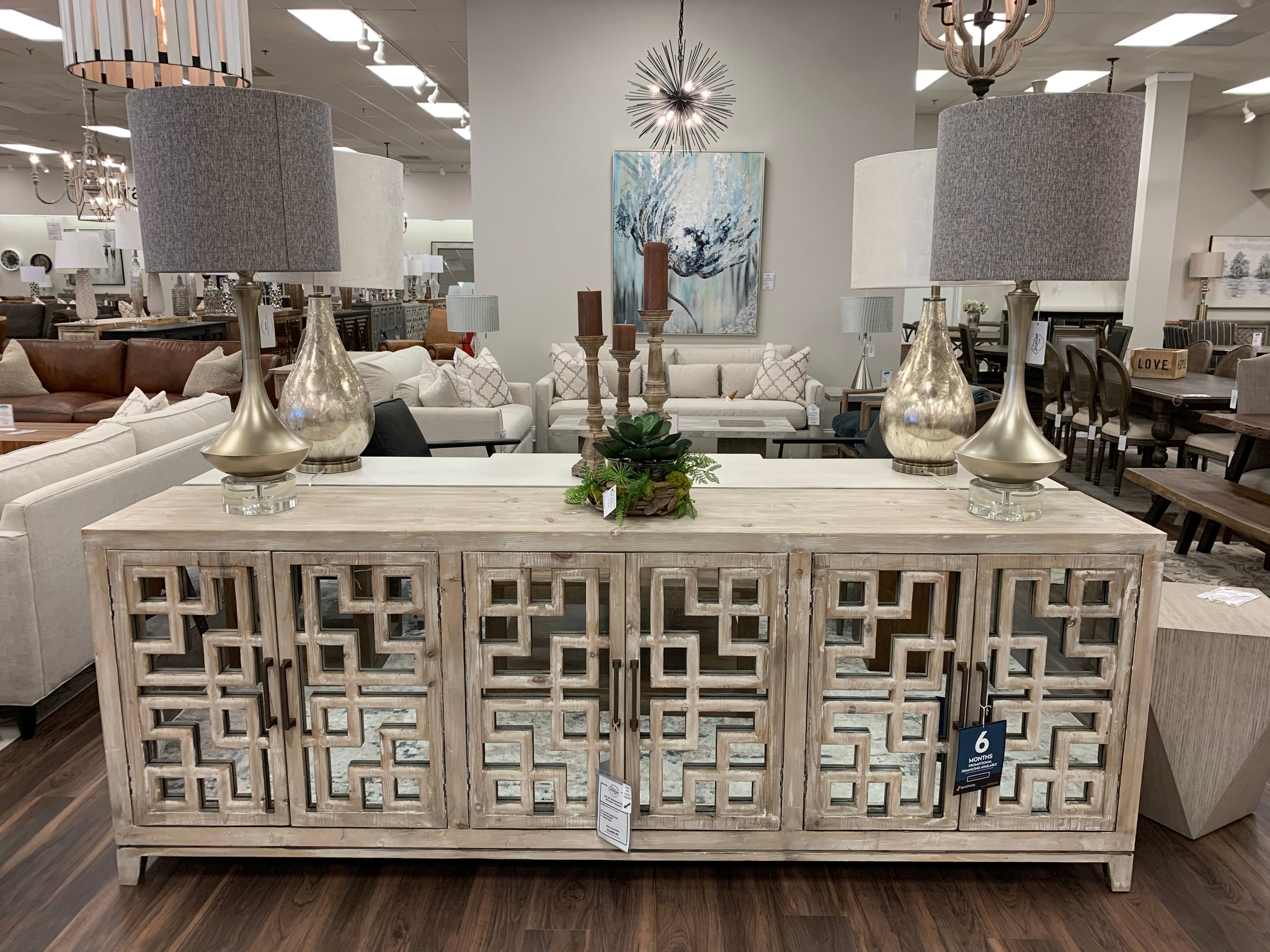 Arlo 98" Reclaimed Pine Mirrored Sideboard - White Distressed