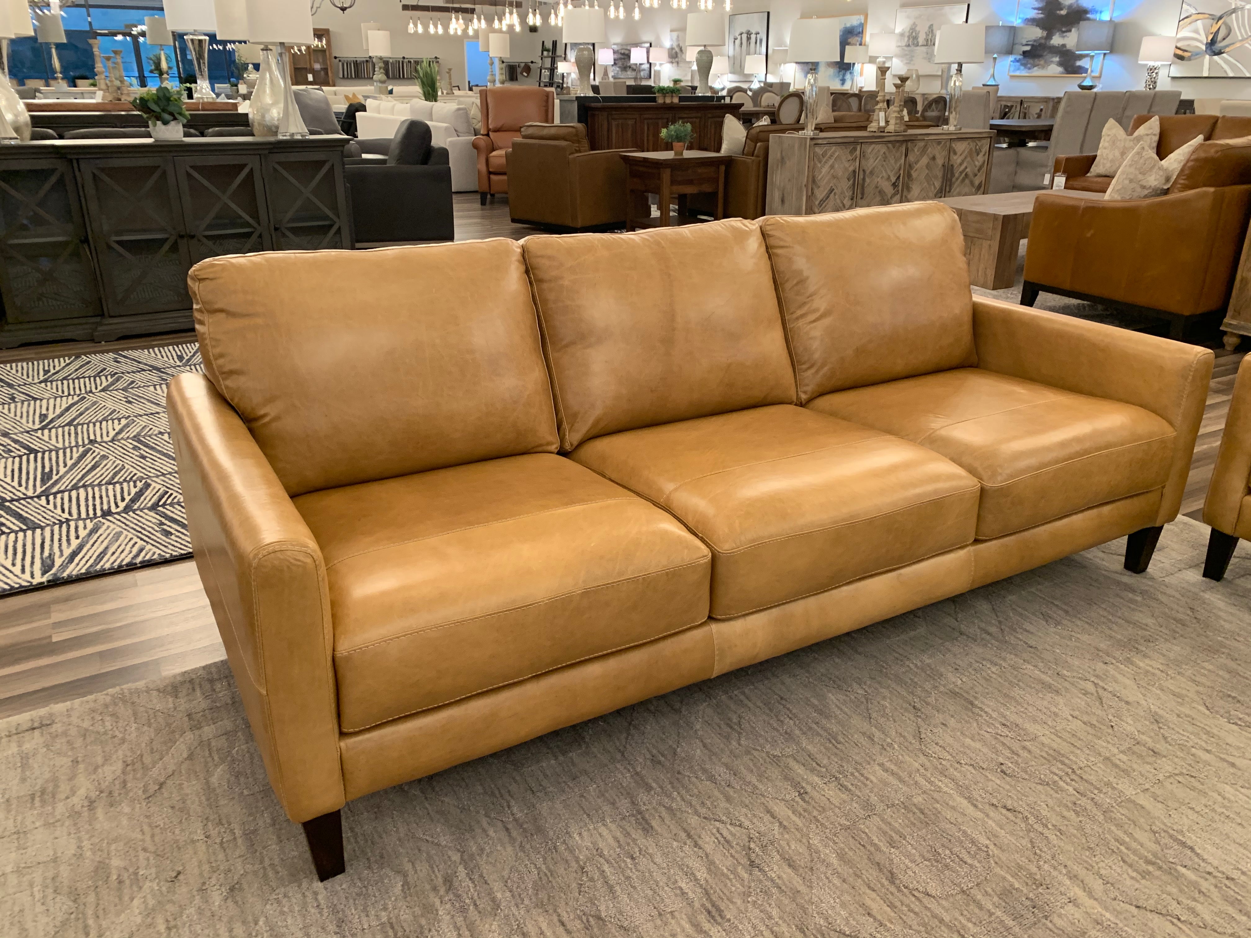 Arezzo 89" Italian Top Grain Leather 3 Cushion Sofa - Artisan Saddle