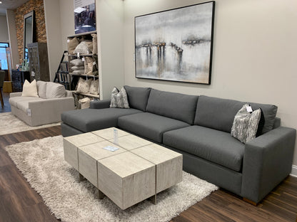 Gretchen Express Ship 135" Sofa + Left Chaise - Crypton Charcoal Navy