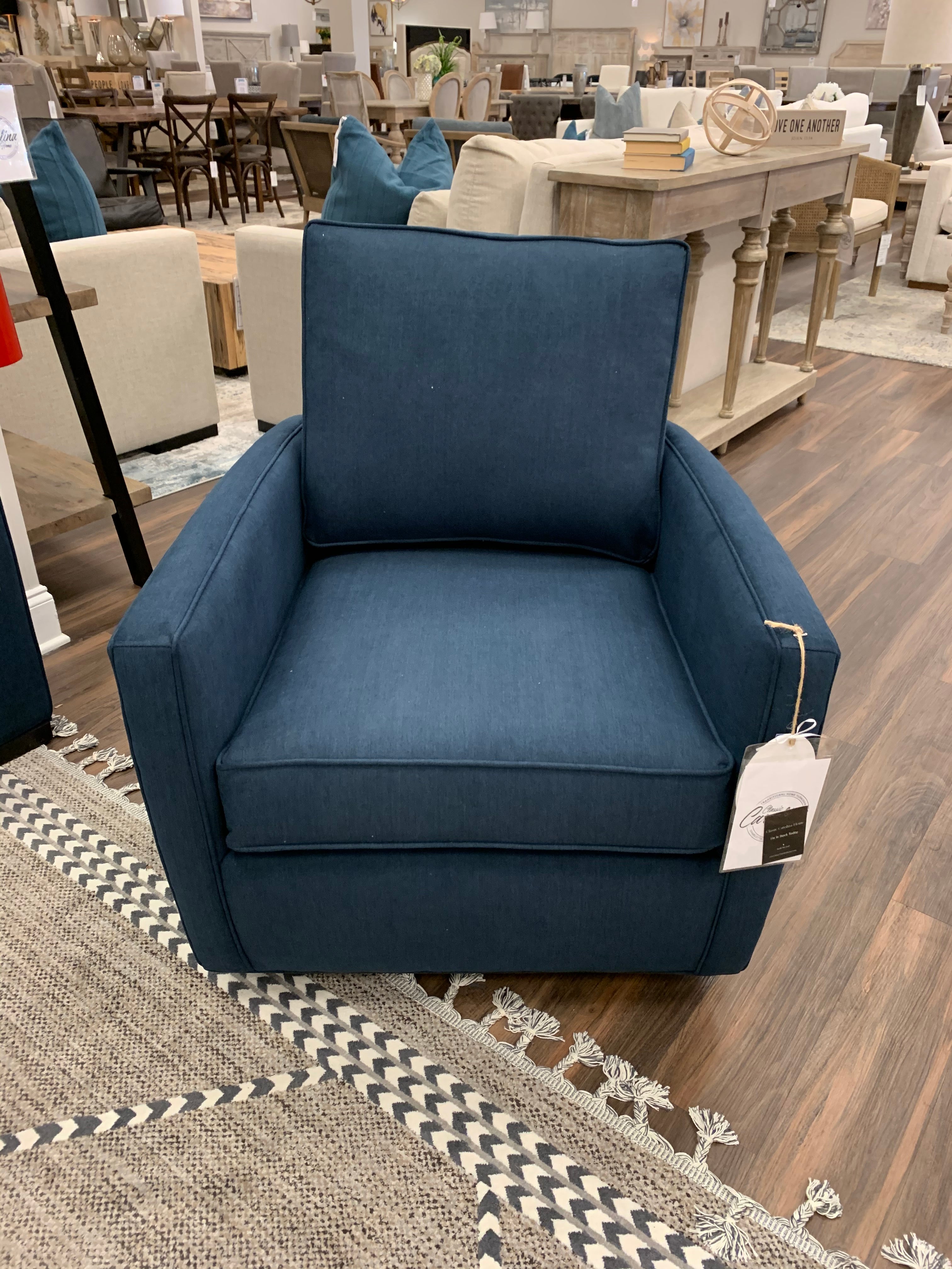 Matthew Express Ship 30" Swivel Glider - Crypton Navy Velvet