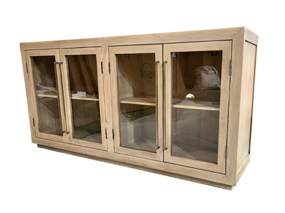 Tristan 72" 4 Door Glass Front Sideboard - New White Wash