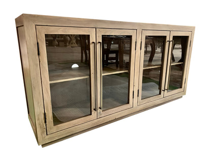 Tristan 72" 4 Door Glass Front Sideboard - New White Wash