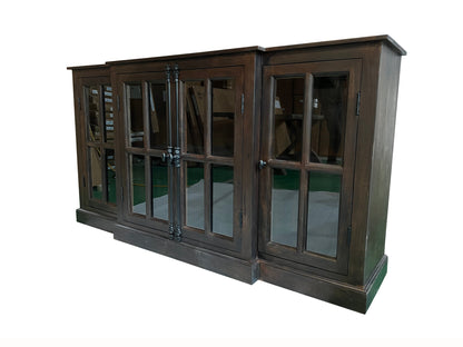 Billings 72" Acacia Breakfront 4 Door Sideboard - Natural + Black