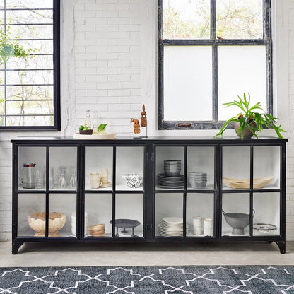 Camden 95" Glass + Iron Sideboard - Classic Carolina Home