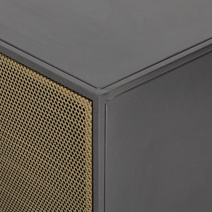 Ulysses 83" Perforated Brass Media Cabinet - Classic Carolina Home