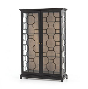 Anelia 47" Wood + Glass Cabinet - Black + Natural Grey - Classic Carolina Home