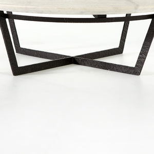 Felipe 48" Marble + Iron Round Coffee Table - Classic Carolina Home