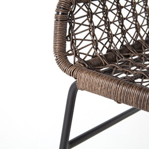Branden 22" Wicker & Iron Outdoor Dining Chair - Gray + Black - Classic Carolina Home