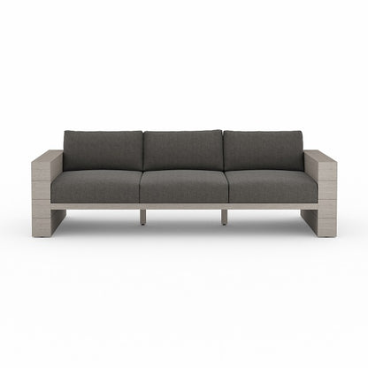 Lamont 96" Teak Outdoor Sofa - Sunbrella Charcoal + Weathered Grey - Classic Carolina Home