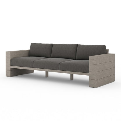 Lamont 96" Teak Outdoor Sofa - Sunbrella Charcoal + Weathered Grey - Classic Carolina Home