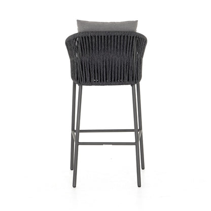 Tarek 22" Outdoor Barstool - Sunbrella Gray + Charcoal - Classic Carolina Home