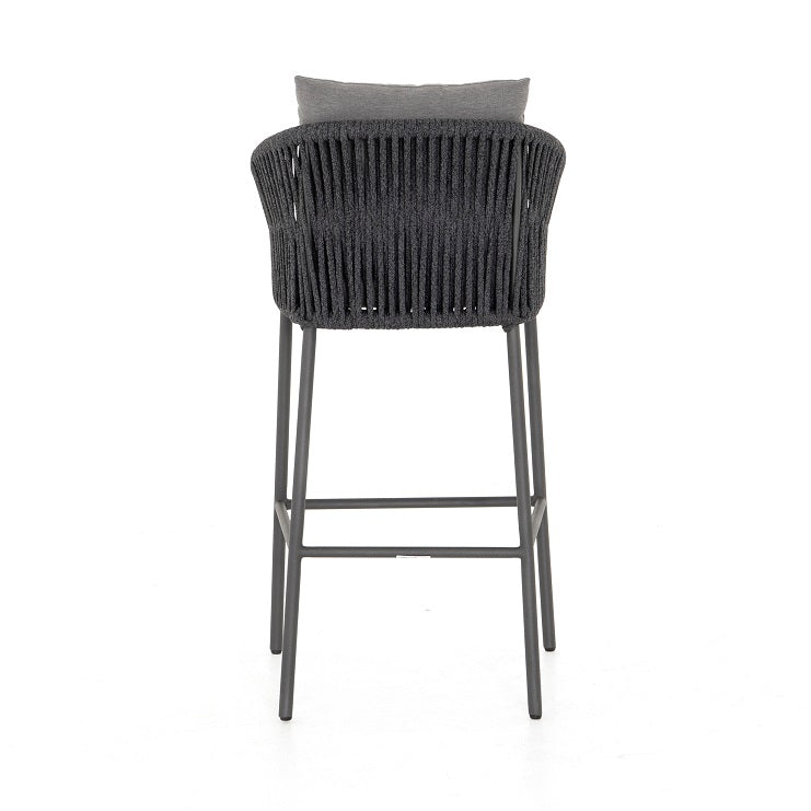 Tarek 22" Outdoor Barstool - Sunbrella Gray + Charcoal - Classic Carolina Home