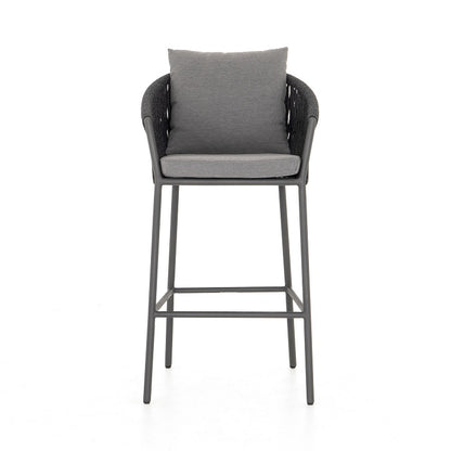 Tarek 22" Outdoor Barstool - Sunbrella Gray + Charcoal - Classic Carolina Home