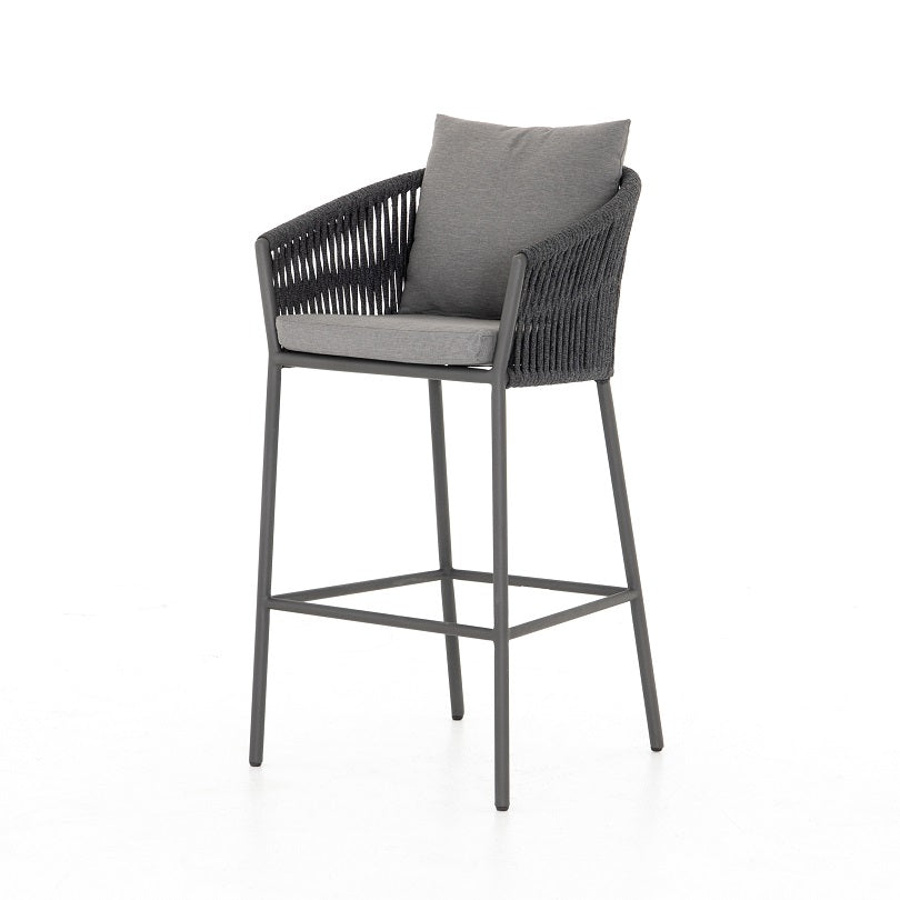 Tarek 22" Outdoor Barstool - Sunbrella Gray + Charcoal - Classic Carolina Home