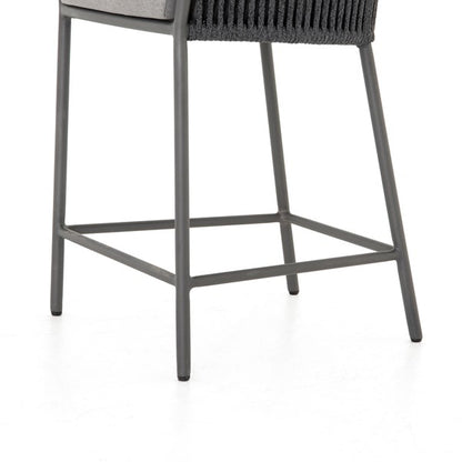 Tarek 22" Outdoor Counter Stool - Sunbrella Gray + Charcoal - Classic Carolina Home
