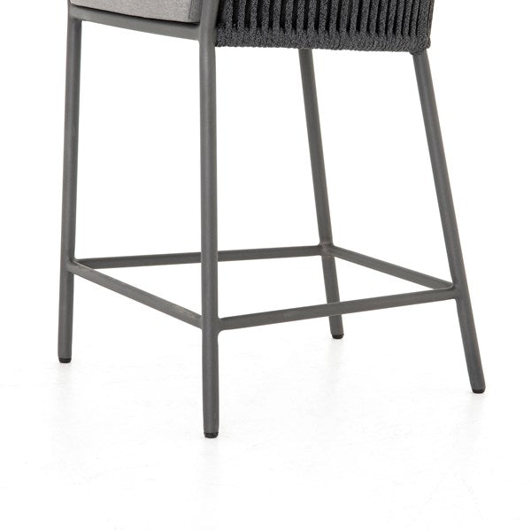 Tarek 22" Outdoor Counter Stool - Sunbrella Gray + Charcoal - Classic Carolina Home