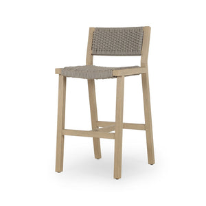 Delaney 20" Teak Outdoor Counter Stool - Brown Rope - Classic Carolina Home