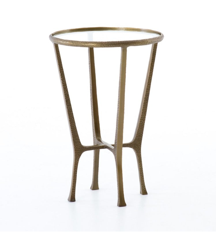 Kristen 16" Round End Table - Aged Brass