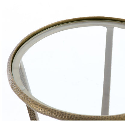 Kristen 16" Round End Table - Aged Brass