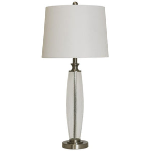 Marla 32" Clear Glass & Steel Table Lamp - Classic Carolina Home