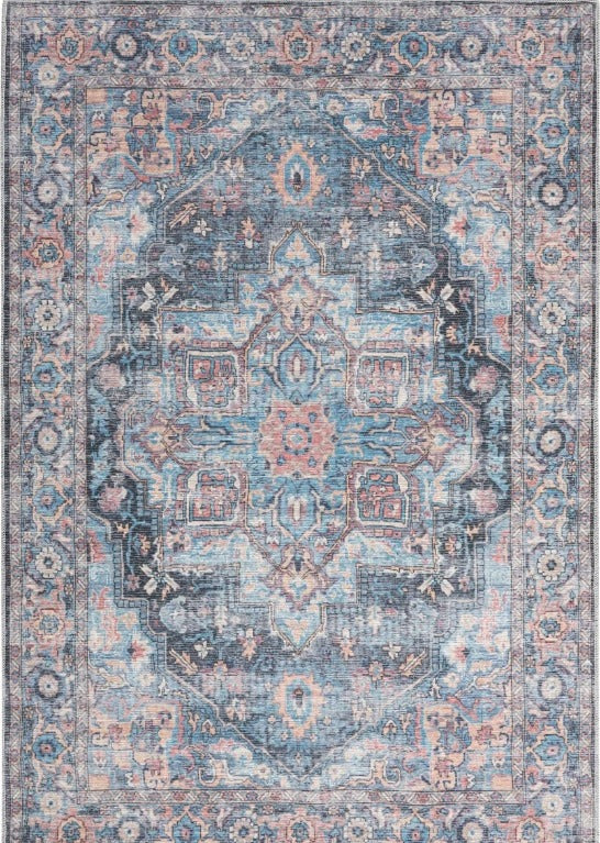 New Horizons Washable Area Rug - Light Blue Multi Color