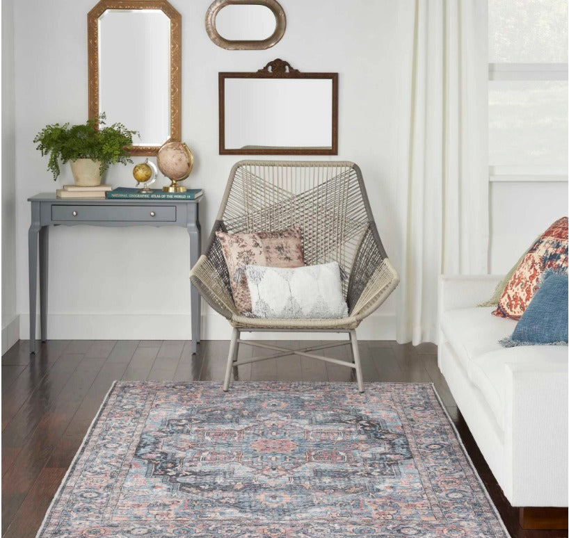 New Horizons Washable Area Rug - Light Blue Multi Color