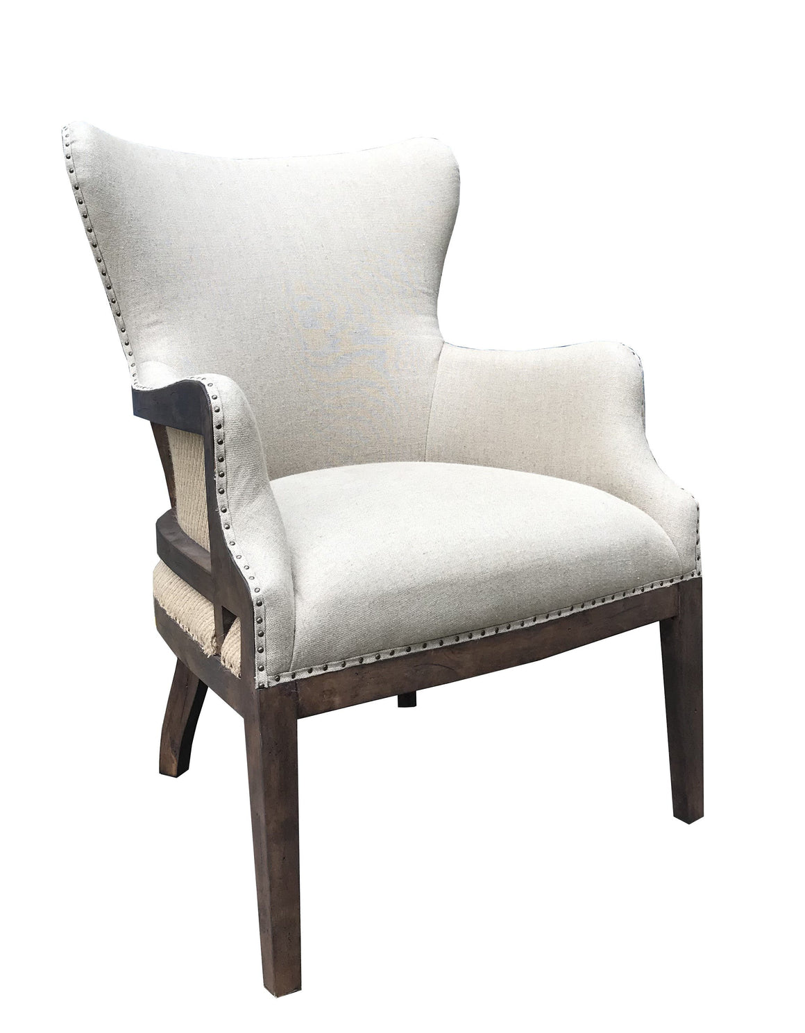 Alexander Deconstructed Arm Chair - Linen + Chestnut - Classic Carolina Home