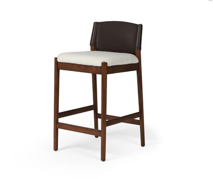 Mason Counter Stool - Espresso Leather + Cloud Performance Fabric