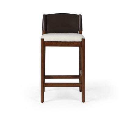 Mason Counter Stool - Espresso Leather + Cloud Performance Fabric