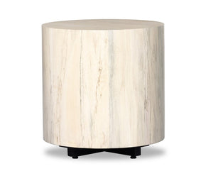 Nolan 20" Round End Table - Bleached Spalted Primavera