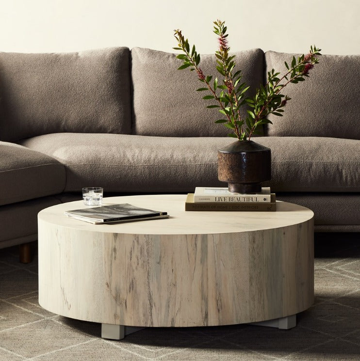 Nolan 40" Round Coffee Table - Bleached Spalted Primavera