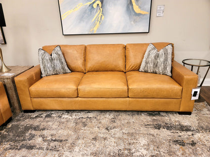 Modena 94" Italian Top Grain Leather 3 Cushion Sofa - Artisan Saddle