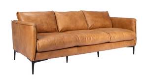 Amelia 85" Top Grain Leather Sofa - Classic Carolina Home