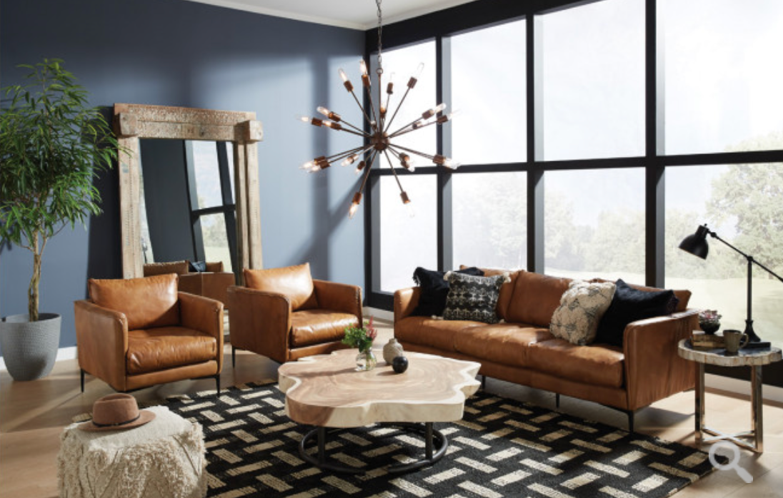 Amelia 85" Top Grain Leather Sofa - Classic Carolina Home