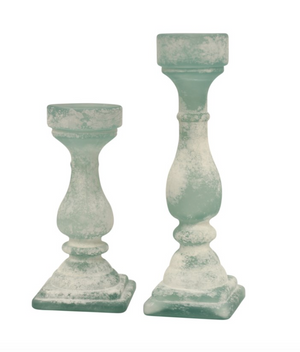 Grecian 17" Recycled Glass Candle Holders - Set of 2 - Classic Carolina Home