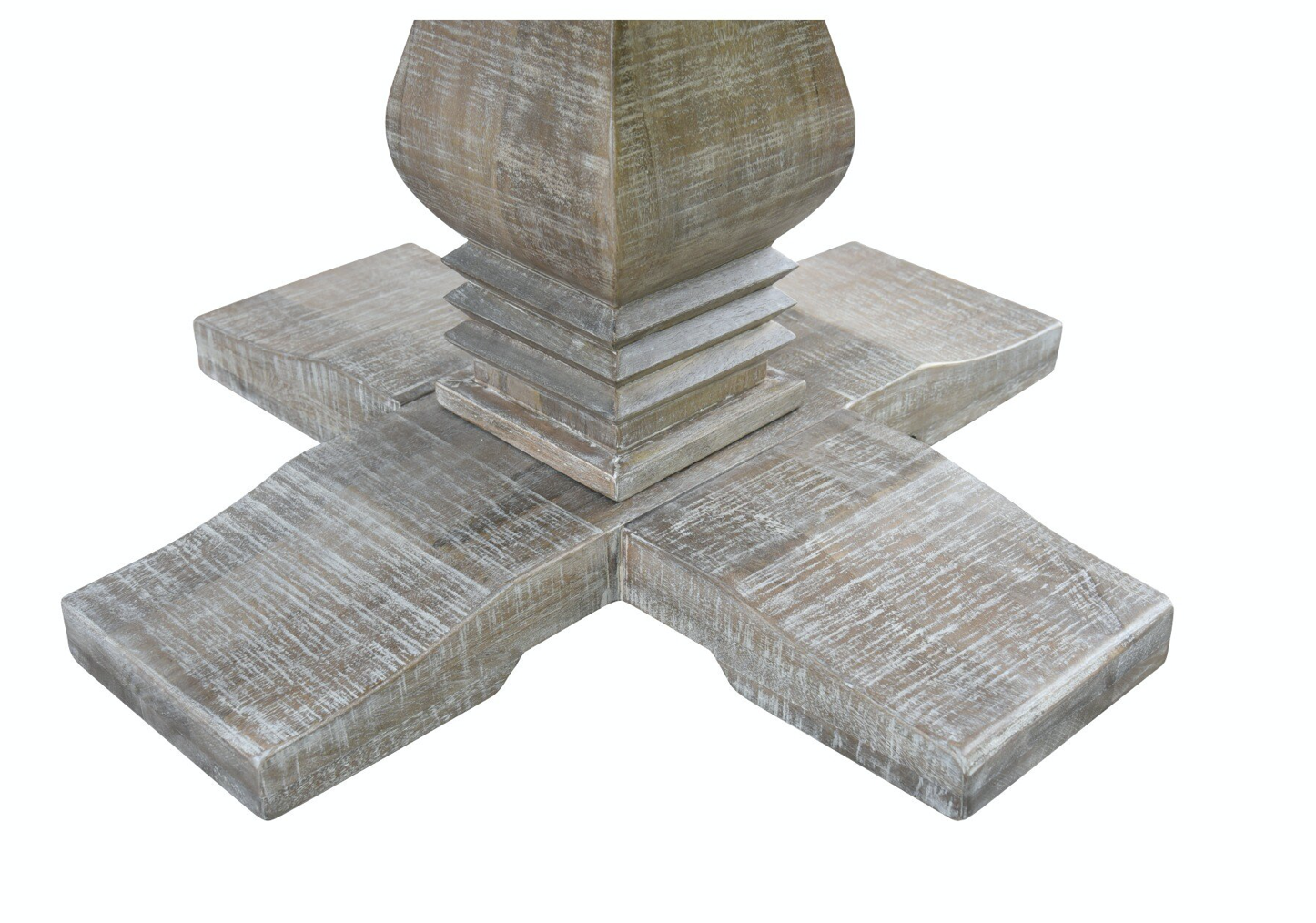 Charleston 53" Round Parquet Dining Table - White Wash - Classic Carolina Home